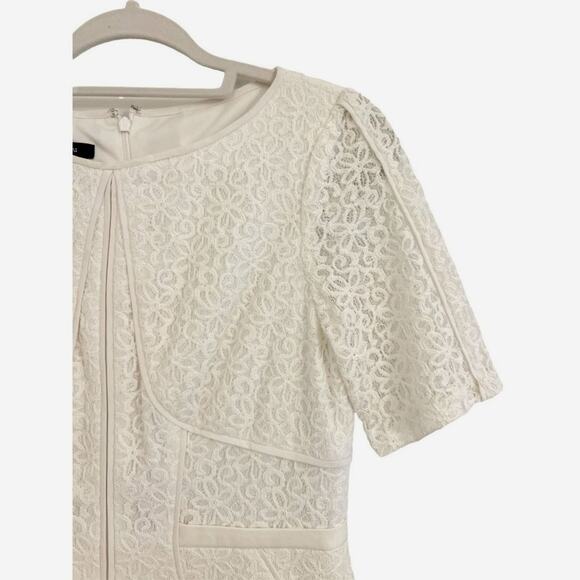 Ivy & Blue White Dress Lace Overlay Short Sleeve 6 Romantic Bride Feminine - Picture 3 of 9